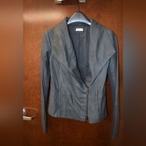 Vince XS Dark Gray Leather Jacket